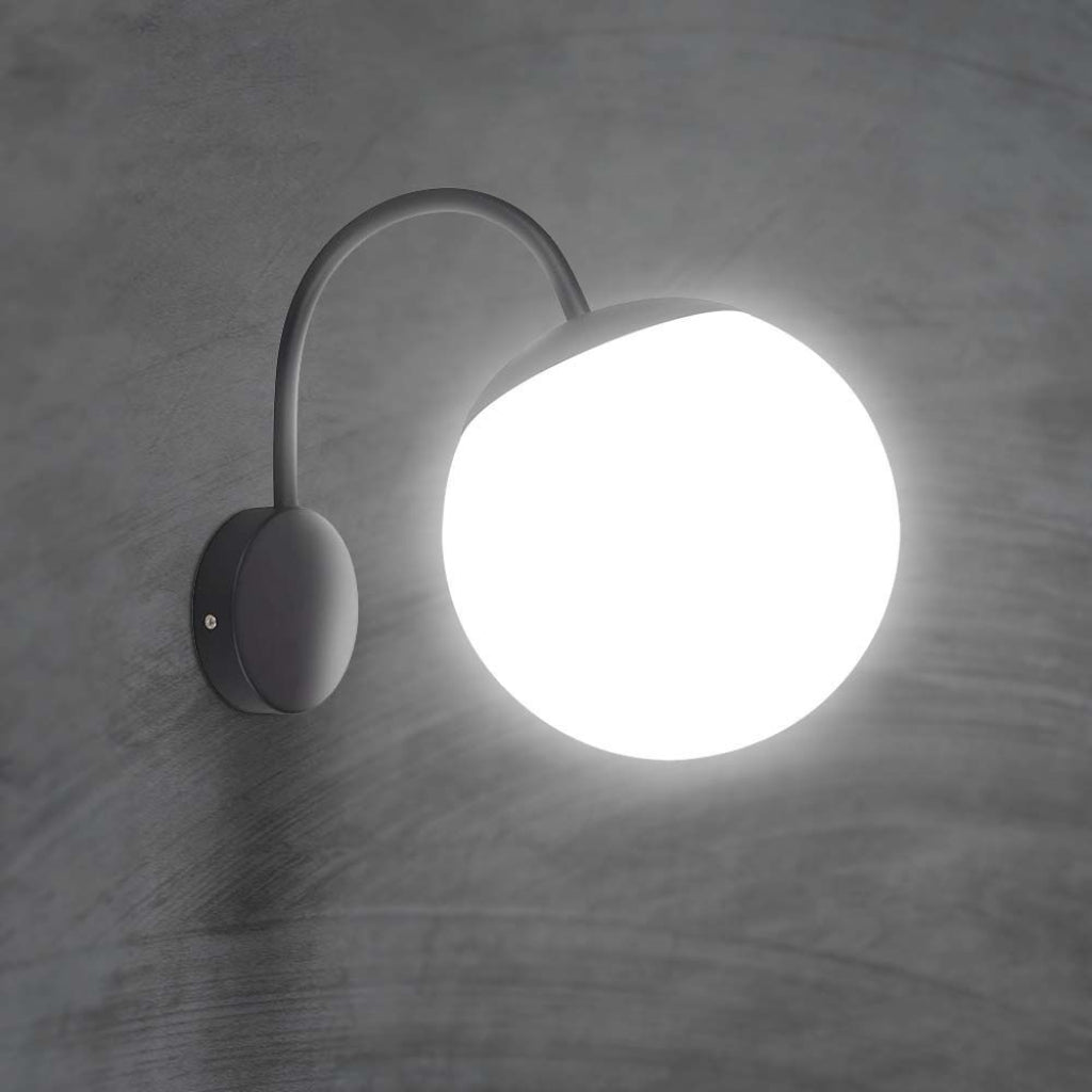 V-TAC Lampada LED da Muro con Sfera Opale 1XE27 Colore Nero Opaco IP44 V-TAC Lampada LED da Muro con Sfera Opale 1XE27 Colore Nero Opaco IP44